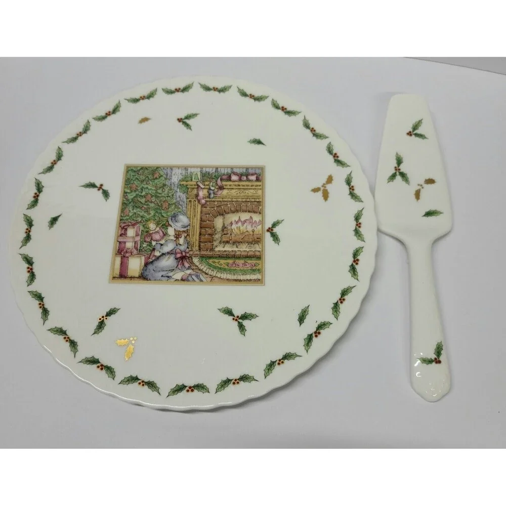 Mikasa Bone China A7067 Magical Glow Cake Plate and Server NEW
